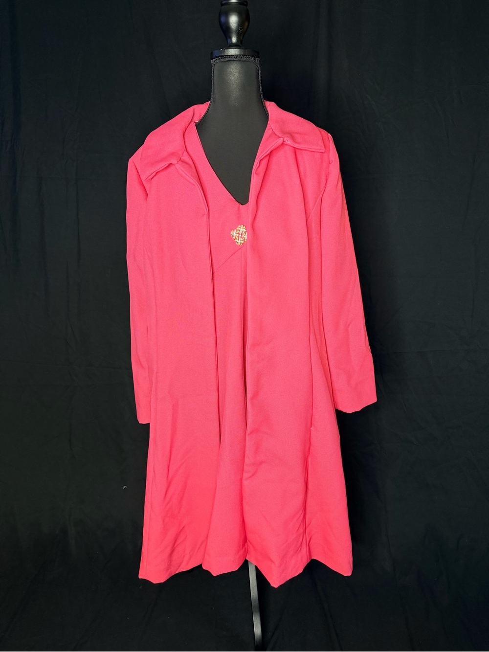 1960s Vibrant Pink Duster Coat and Shift Dress Set